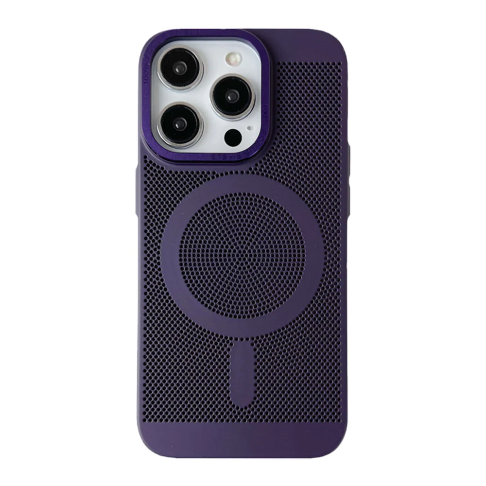 Magnetic Cooling Breathable Phone case, Heat Dissipation Steel Mesh Magnetic Attraction Case Cover for iPhone
