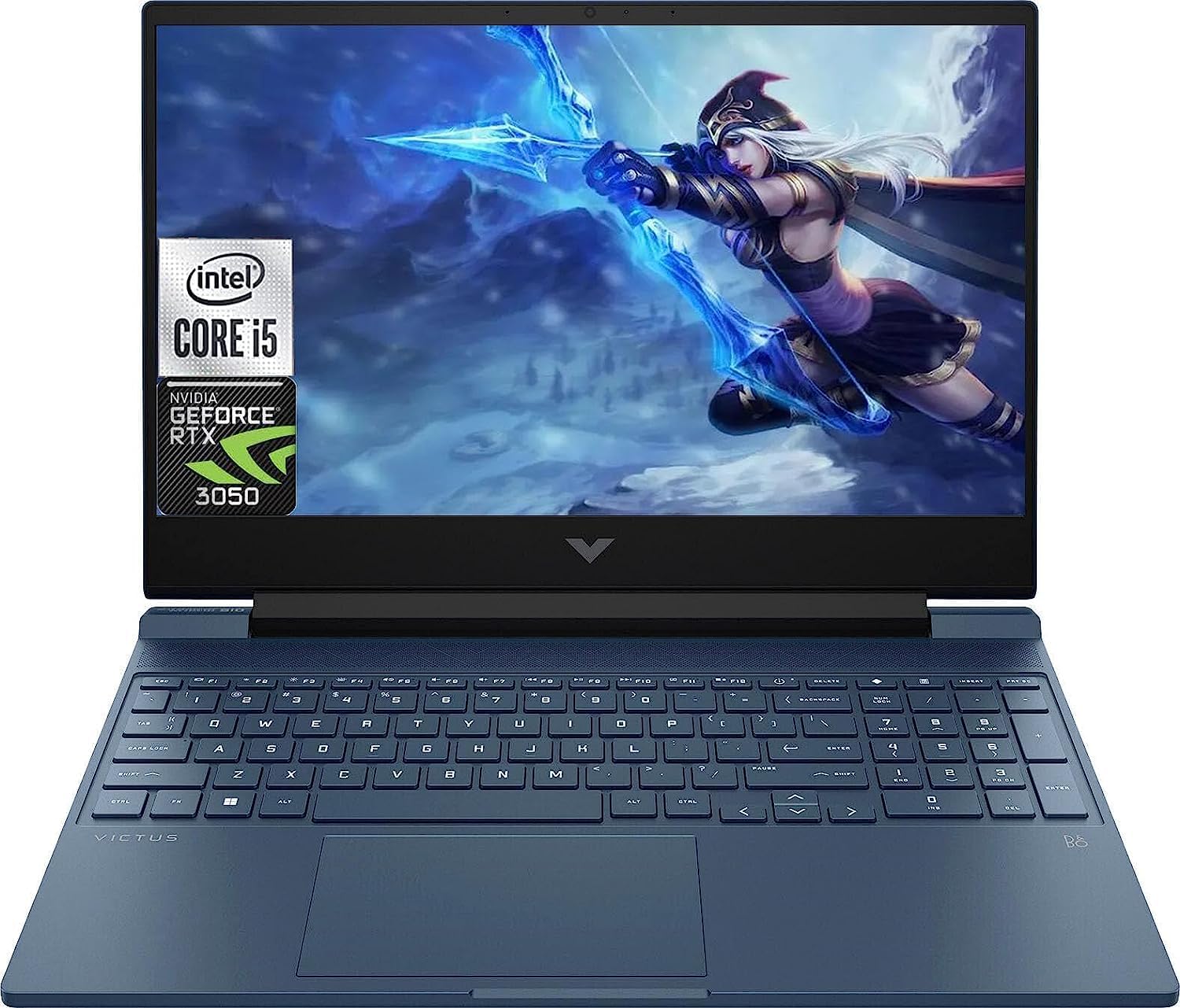 Hp Victus  Gaming Laptop - 13th Intel i5-12450H 8-Cores, 16GB GDDR6 NVIDIA GeForce RTX 3050 Graphics 4G , 16GB RAM, 512GB SSD, 15.6" FHD (1920x1080) 144 Hz IPS, Backlit Keyboard, Windows 11,blue