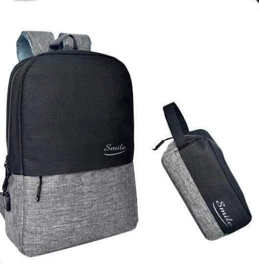 Smile Laptop Backpack Unisex Travel School Bag 2 Pieces Smart Backbag
