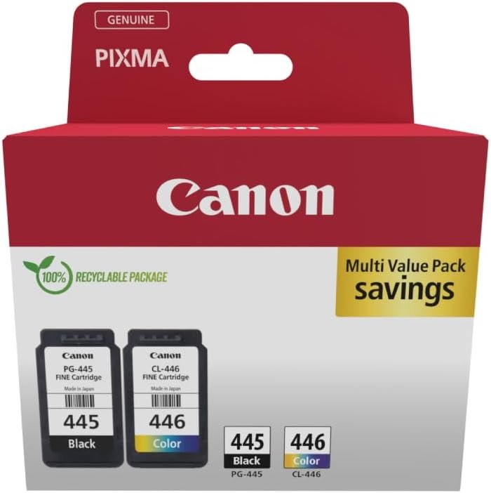 Canon 445 / 446 Original Ink Cartridges Multipack – Black + Tri-Color