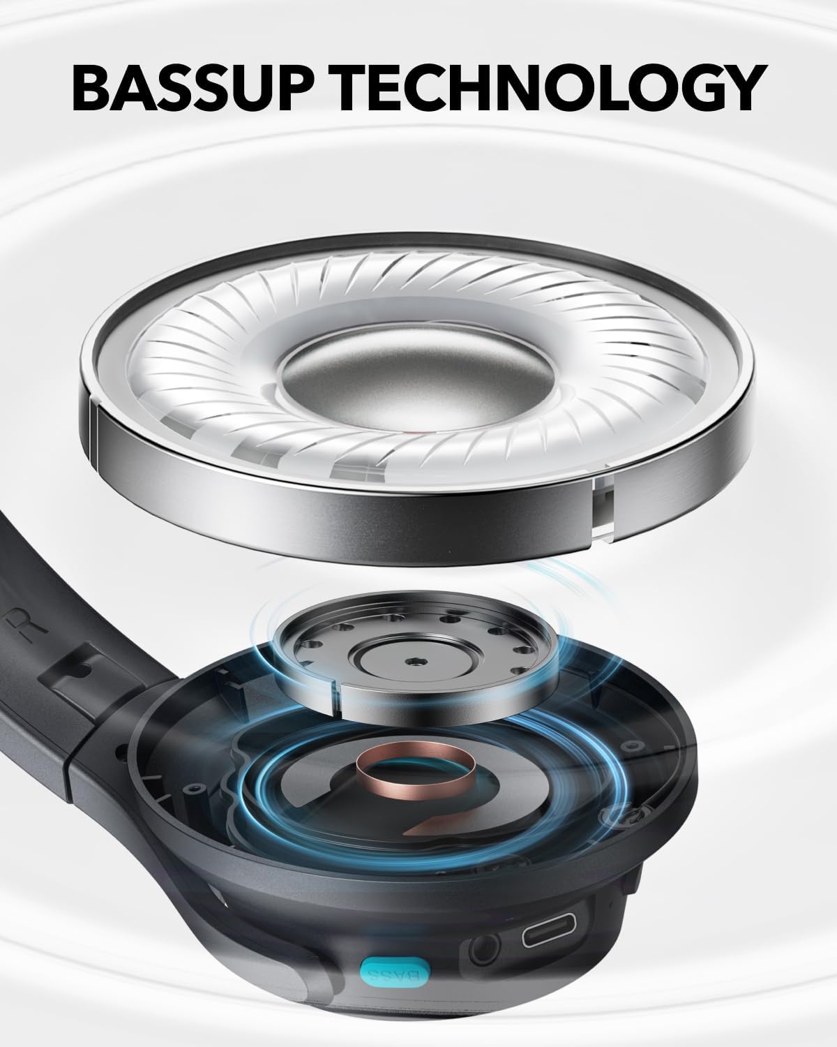ANKER Soundcore Q11i Wireless Headphones, 40mm Dynamic DriverHi-Res Audio, One-Touch Bass Boost, 60-Hour Playtime, Detachable Ear Cushions, Bluetooth V5.3,black - Image 3