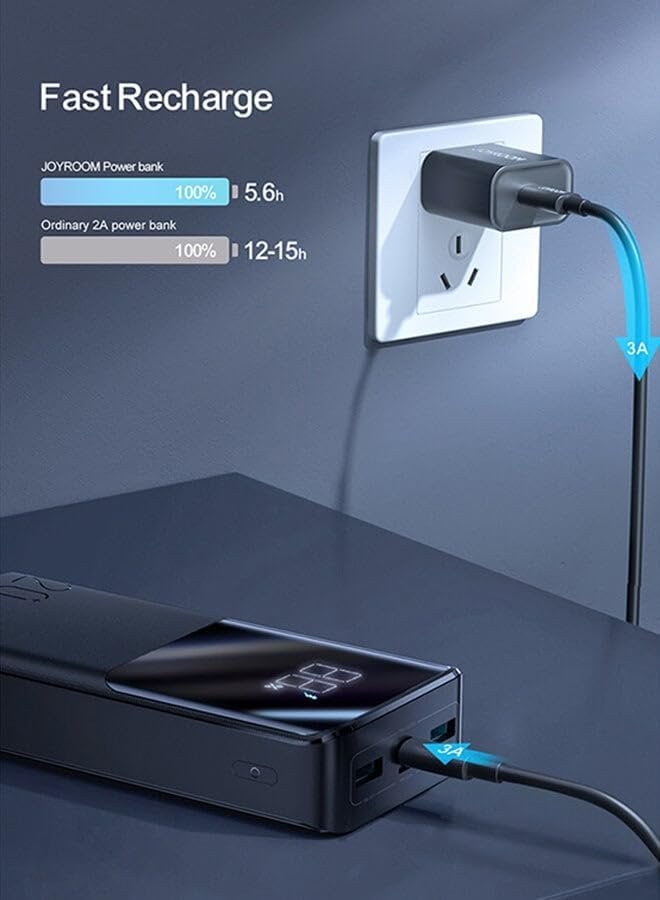 Joyroom JR-QP196 30000mAh Power Bank, 22.5W Fast Charging, Large Digital Display, 3-Device Simultaneous Charging - Image 2