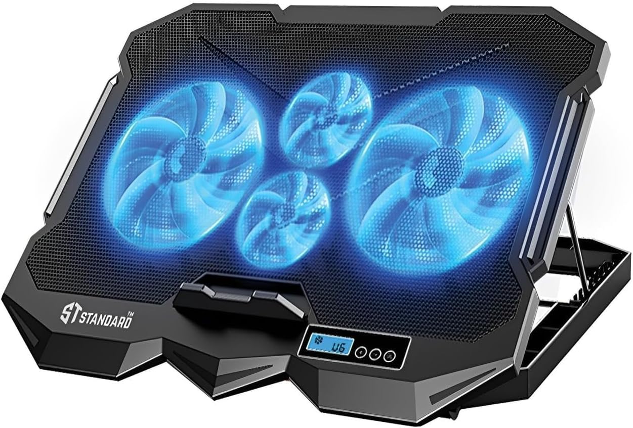 ICE-04 Plus Gaming Cooling Pad – LED Super Cooling – Custom Gaming Design – LCD Display & Quick Control – Black