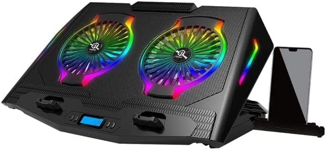 Standard ICE07 Gaming Laptop Cooler with Mobile Stand, 2 Large Fan Colorful Lights RGB Light, LCD Display, 2 USB Laptop