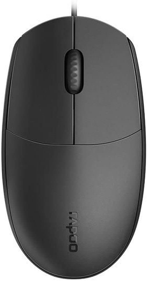 Rapoo N100 Optical Wired Mouse – Black | 1600 DPI High Precision