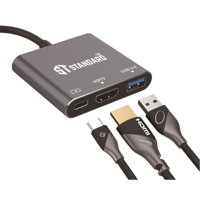 ST 9175 USB-C 3-in-1 Adapter: 4K HDMI + USB 3.0 + PD Charging - Image 2