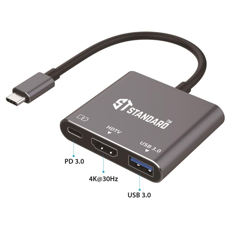 ST 9175 USB-C 3-in-1 Adapter: 4K HDMI + USB 3.0 + PD Charging - Image 4