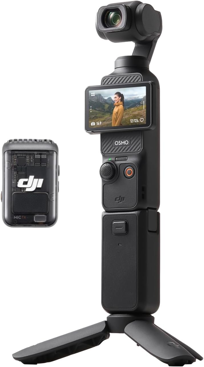 DJI Osmo Pocket 3 Creator Combo – 1" CMOS Vlogging Camera, 4K/120fps Video, 3-Axis Stabilization, Face