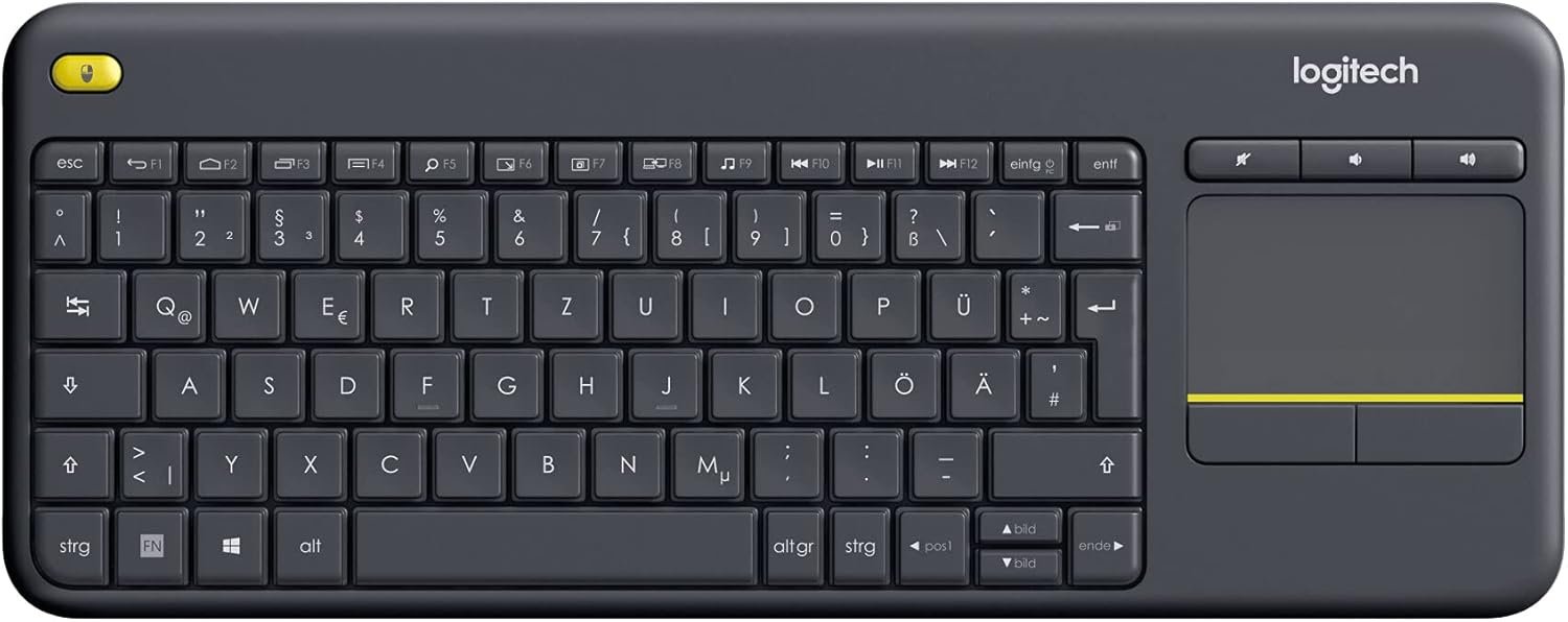 Logitech K400 Plus Wireless Keyboard with Touchpad – Living Room Smart TV Keyboard, 2.4GHz, Plug & Play, Black