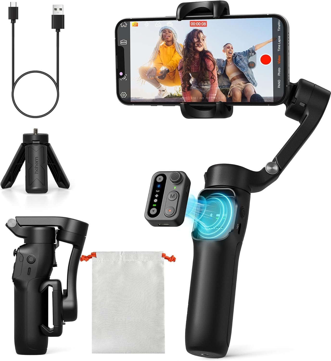 Hohem iSteady X3 SE Gimbal Stabilizer for iPhone & Android – 3-Axis Foldable, Detachable Remote Control, Ideal for Travel Vlogging - Image 2