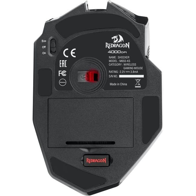ماوس الألعاب اللاسلكي Redragon M655، تصميم مريح، إضاءة LED حمراء، 7 أزرار قابلة للبرمجة، دقة 4000 DPI - الصورة 5
