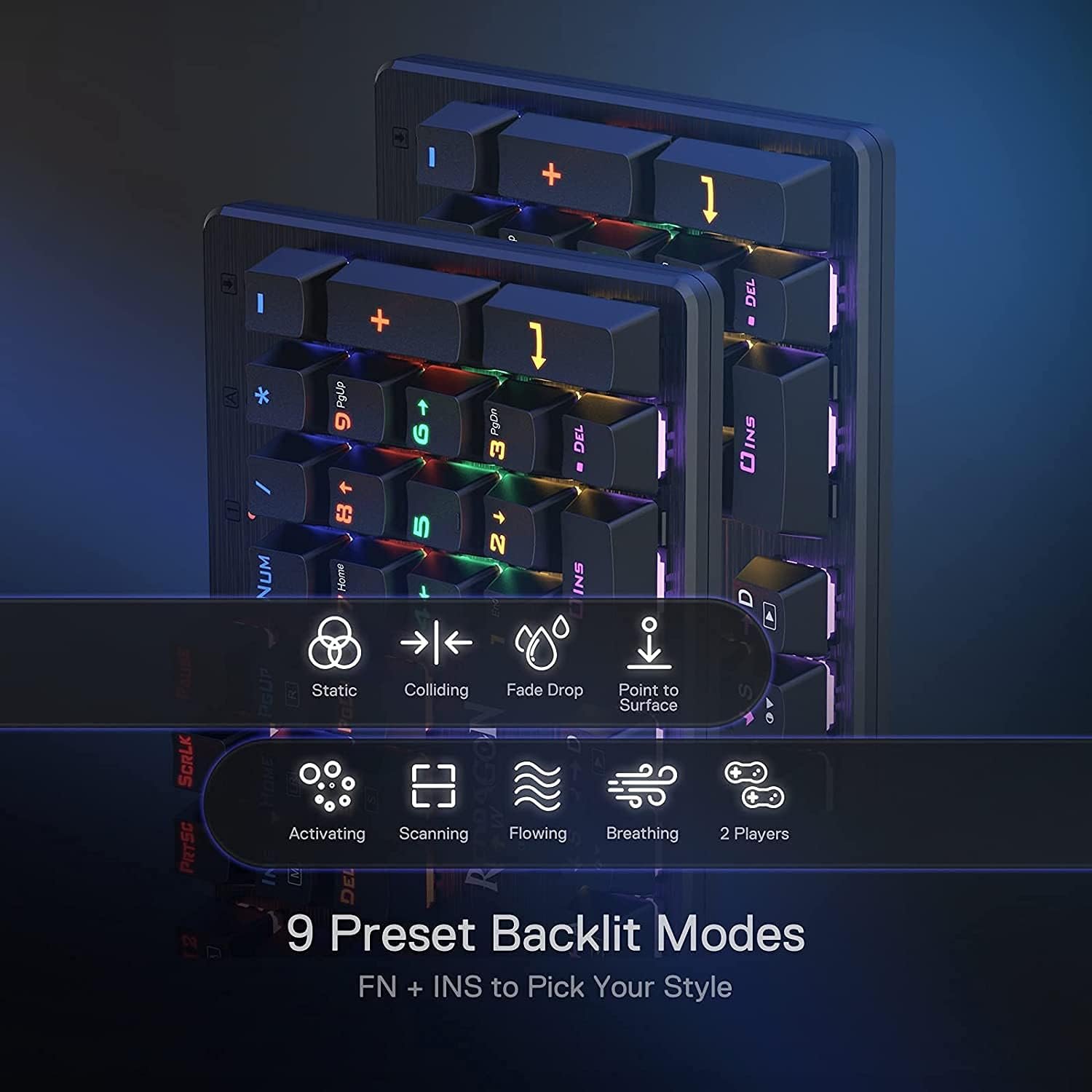 كيبورد ألعاب ميكانيكي Redragon K608-R Valheim، مفاتيح Red Switch، إضاءة Rainbow LED، 104 مفتاح، Anti-Ghosting - الصورة 5