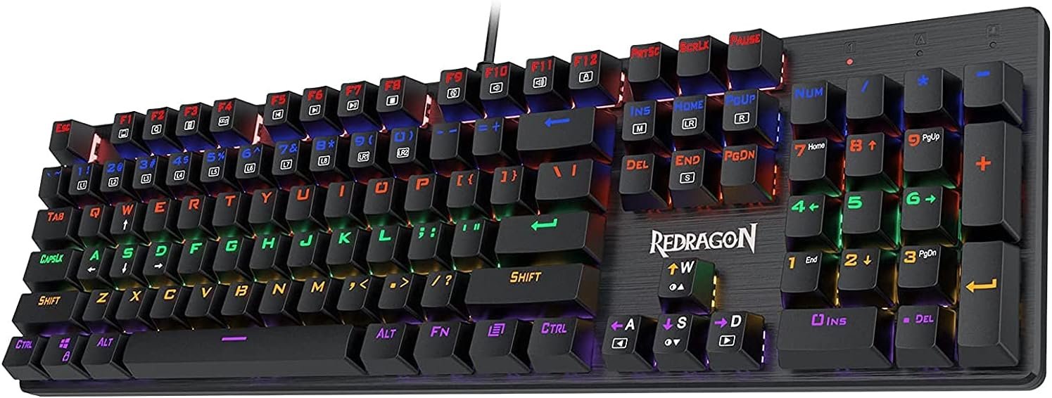 Redragon K608-R Valheim Mechanical Gaming Keyboard, Red Switch, Rainbow LED Backlight, 104 Keys, Hot-Swappable, Full Anti-Ghosting
